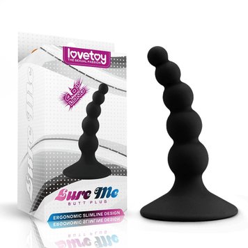 Анальна пробка LoveToy Lure Me Beaded Butt Plug 4 ", 10 см (чорний) 14104 фото