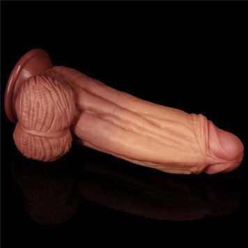 Фалоімітатор LoveToy Dual layered Platinum Silicone, 24,5 см (тілесний) 43982 фото