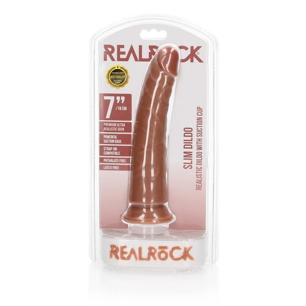 Фалоімітатор RealRock Slim Realistic 7", 18 см (тілесний) 54920 фото