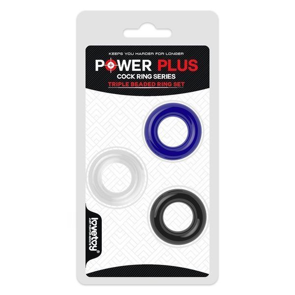 Набір ерекційних кілець Power Plus Cock Ring Series Triple Donut, 3 шт (мульти) 21960_EU фото