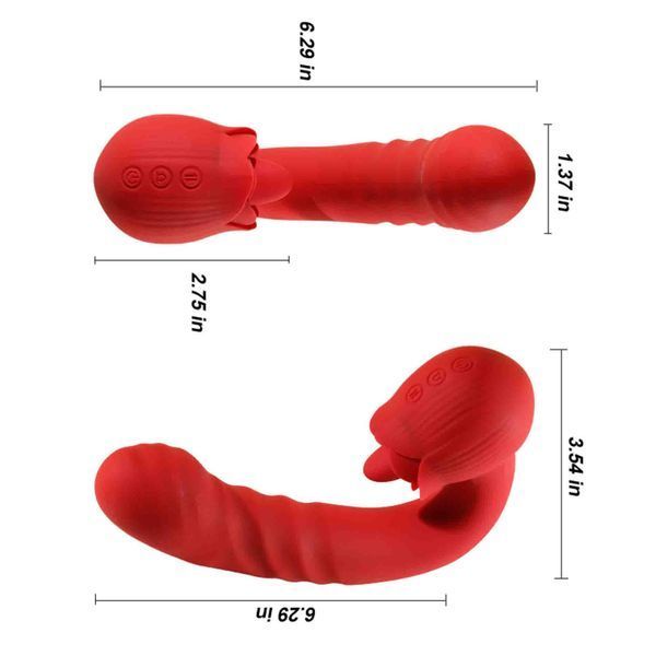Вібратор B-Series Cute Rose Thrusting, 16 см (червоний) 209090 фото