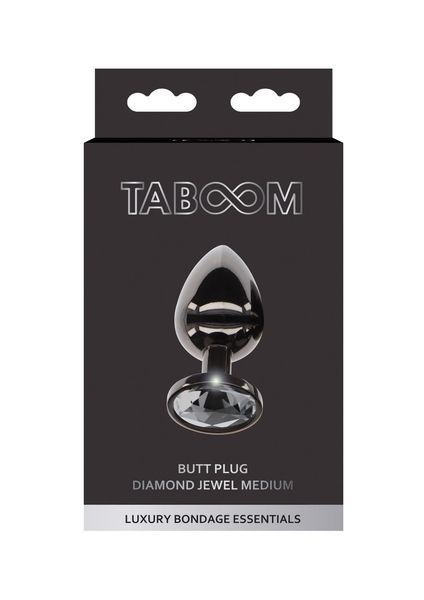 Анальная пробка Taboom Butt Plug With Diamond Jewel M, 8.5 см (черный) 62870 фото