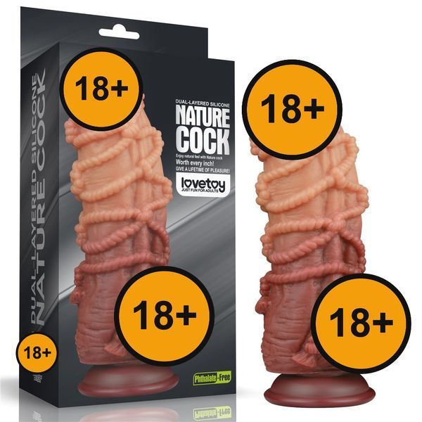Фаллоимитатор Dual-Layered 9.5'' Silicone Nature Cock, 24 см (коричневый) 47673_EU фото