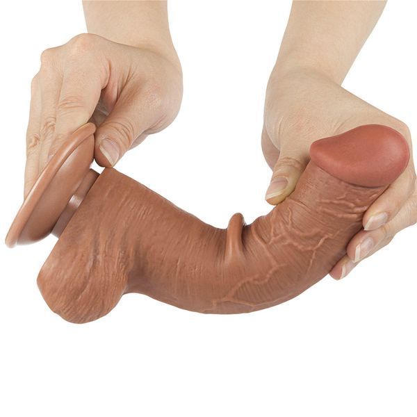 Фалоімітатор Lovetoy Sliding-Skin Dual Layer Dong 8'', 20.8 см (коричневий) 129202 фото