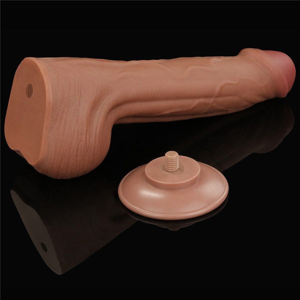 Фалоімітатор LoveToy Sliding-Skin Dual Layer Dong, 29 см (коричневий) 22250 фото