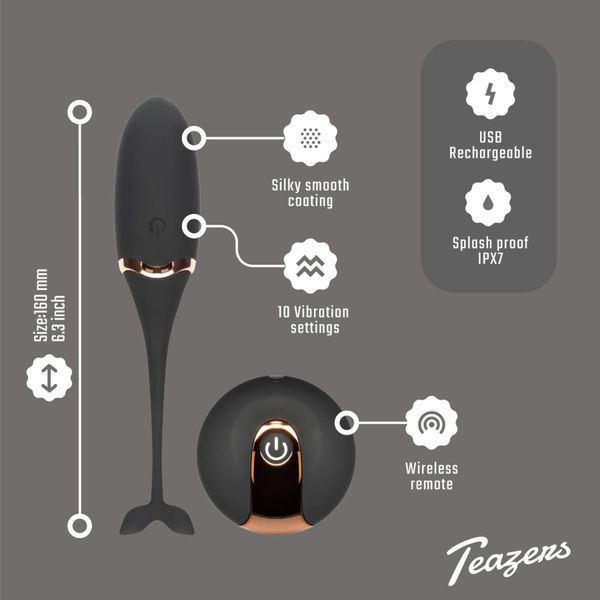 Виброяйцо Teazers Luxurious Vibrating Egg, 16 см (черный) 99316 фото