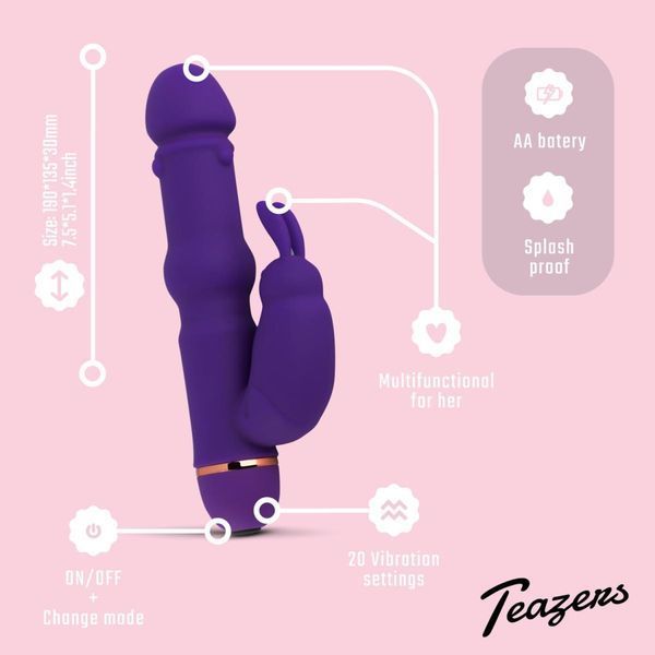 Вібратор-кролик Teazers Silicone Rabbit, 19 см (фіолетовий) 99300 фото