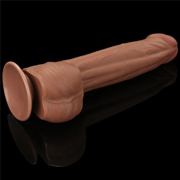 Фалоімітатор LoveToy Sliding-Skin Dual Layer Dong, 29 см (коричневий) 22250 фото