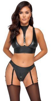 Комплект белья Cottelli Bondage Bra Set, M (черный) 27649 фото