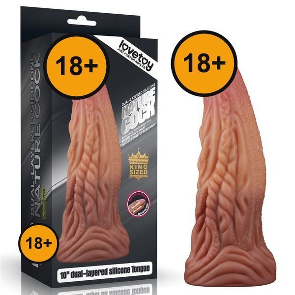 Фалоімітатор Dual-Layered Silicone 10'' Nature Cock, 25 см (коричневий) 44222 фото
