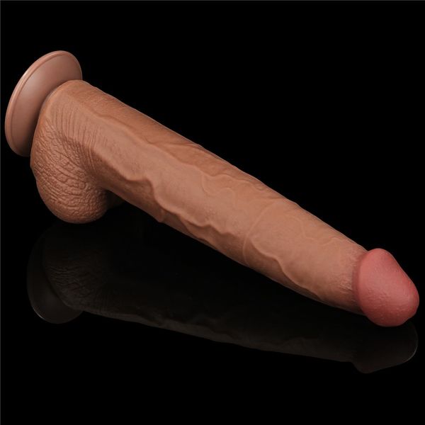 Фаллоимитатор LoveToy Sliding-Skin Dual Layer Dong King Sized, 34 см (коричневый) 22251 фото