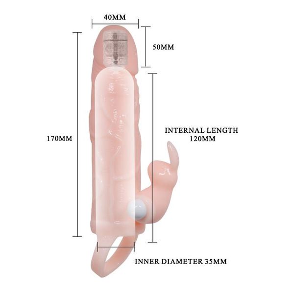 Насадка на пенис Brave Men Vibro Penis Sleeve, 17 см (телесный) 9005 фото