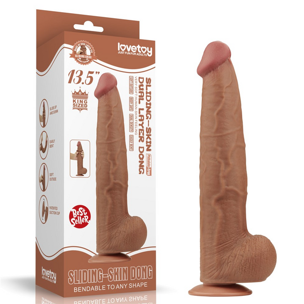 Фаллоимитатор LoveToy Sliding-Skin Dual Layer Dong King Sized, 34 см (коричневый) 22251 фото