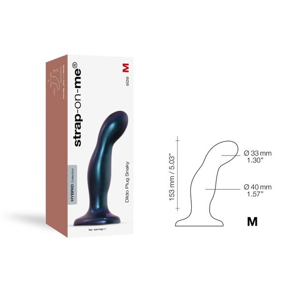 Фалоімітатор Strap-On-Me Dildo Plug Snaky M, 15.3 см (синій) 16163 фото