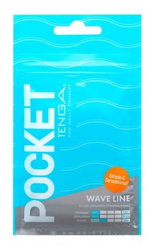 Мастурбатор Tenga Pocket Wave Line, 8 см (голубой) 15536 фото