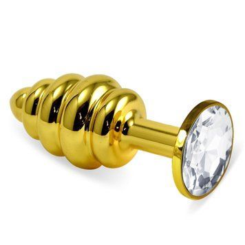 Анальная пробка Lovetoy Gold Spiral Metal Plug, 6.8 см (прозрачный) 98308 фото
