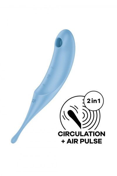 Вакуумный стимулятор клитора с вибрацией Satisfyer Twirling Pro (голубой) 30064 фото