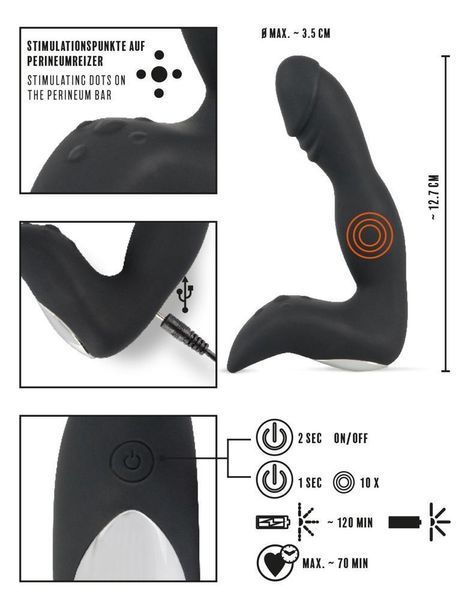 Масажер простати Rebel Rechargeable Prostate Stimulator, 12.7 см (чорний) 19154 фото