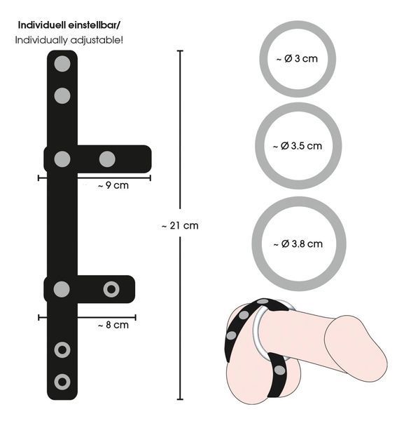 Набір ерекційних кілець Bad Kitty Leather Strap (чорний) 40754_EU фото