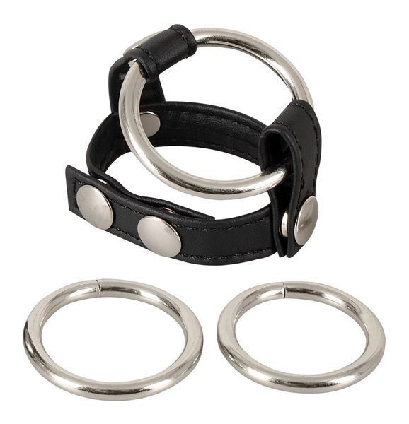 Набір ерекційних кілець Bad Kitty Leather Strap (чорний) 40754_EU фото