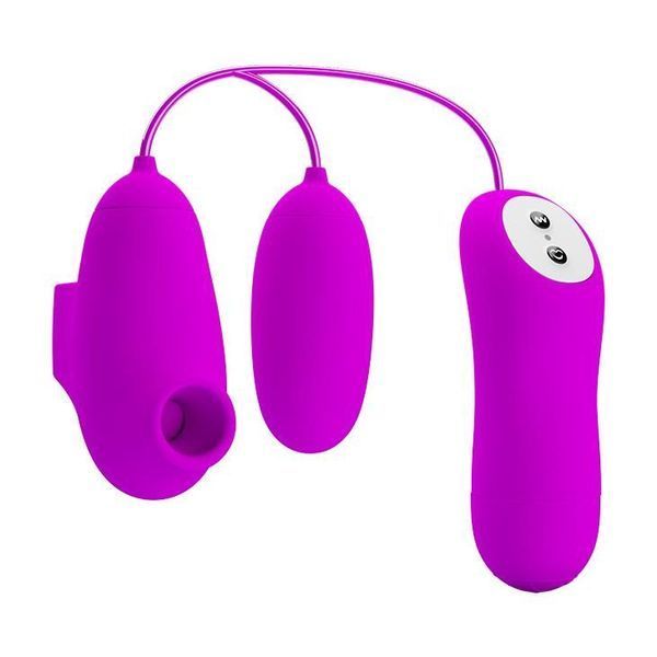 Вібратор з вакуумним стимулятором клітора Pretty Love Suction & Vibro Bullets (рожевий) 26286 фото