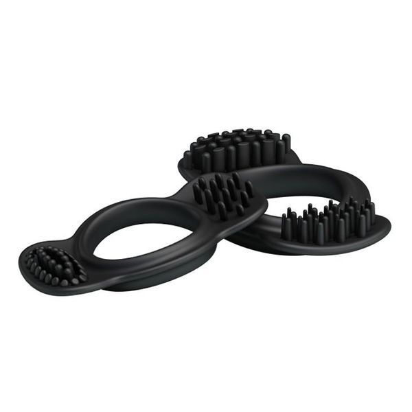 Эрекционное кольцо Baile Double Cock Ring, набор из 2 шт (черный) 90554 фото