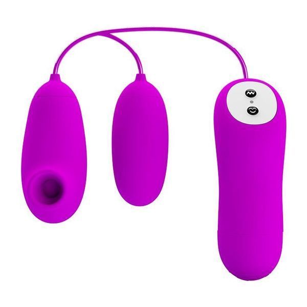 Вібратор з вакуумним стимулятором клітора Pretty Love Suction & Vibro Bullets (рожевий) 26286 фото