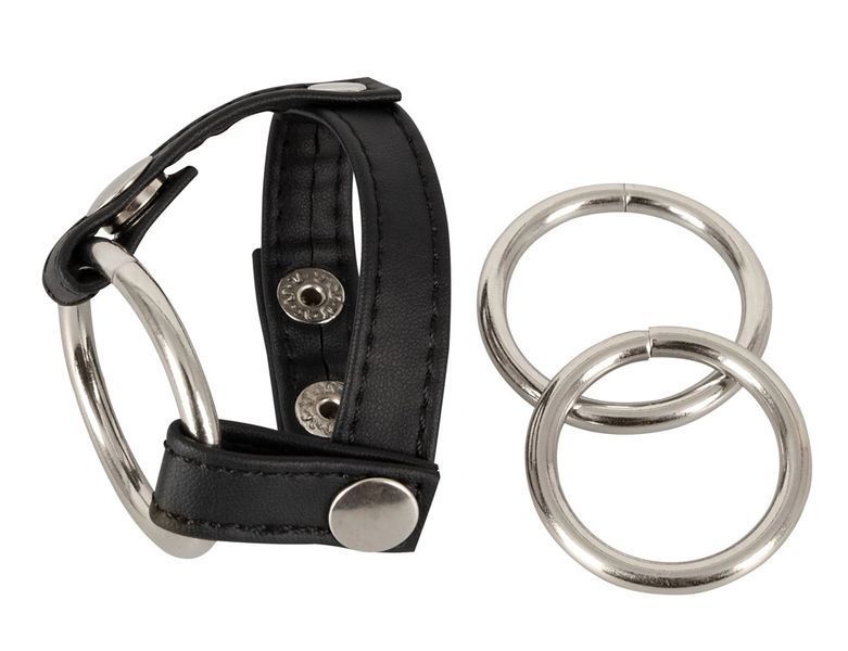 Набір ерекційних кілець Bad Kitty Leather Strap (чорний) 40754_EU фото