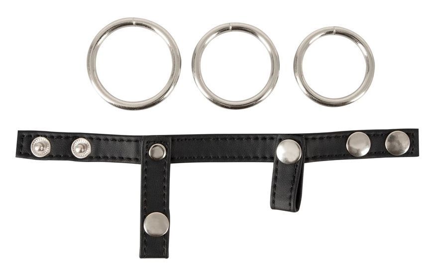 Набір ерекційних кілець Bad Kitty Leather Strap (чорний) 40754_EU фото