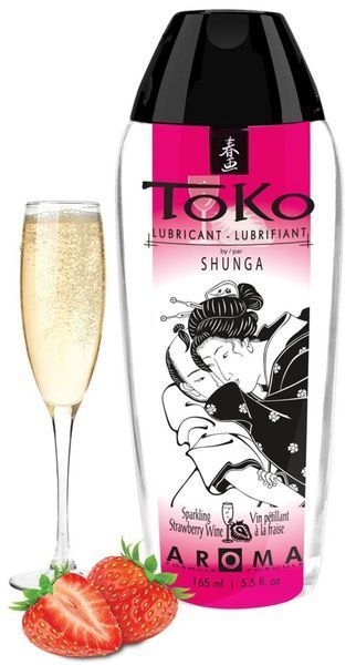 Лубрикант на водній основі Shunga Toko Aroma полуниця з шампанським, 165 мл 30320 фото