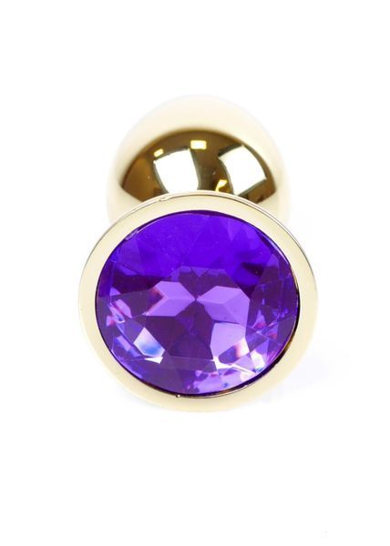 Анальна пробка з кристалом B - Series HeavyFun Plug-Jewellery Gold, 7 см (фіолетовий) 100886 фото