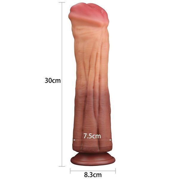 Фаллоимитатор LoveToy Dual Layered Silicone Cock 12", 30 см (коричневый) 59670 фото