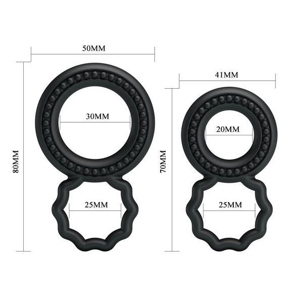 Эрекционное кольцо Baile Cock Rings, набор 2 шт (черный) 90556 фото
