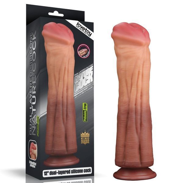Фаллоимитатор LoveToy Dual Layered Silicone Cock 12", 30 см (коричневый) 59670 фото