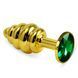 Анальная пробка Lovetoy Gold Spiral Metal Plug, 6.8 см (зеленый) 98308 фото
