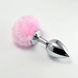 Анальная пробка с хвостиком LoveToy Metal Plug Small, 7 см (розовый) 28416 фото 2