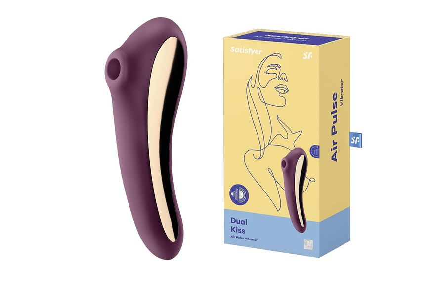 Вакуумний кліторальний стимулятор з вібрацією Satisfyer Dual Kiss (фіолетовий) 13132 фото