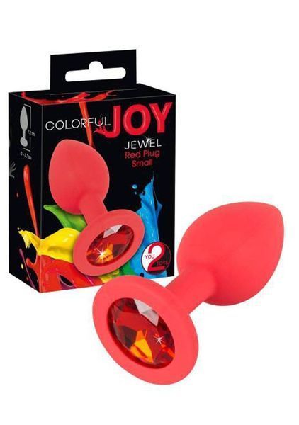 Анальная пробка с кристаллом Colorful Joy Jewel Red Plug Small, 7,2 см (красный) 9856 фото