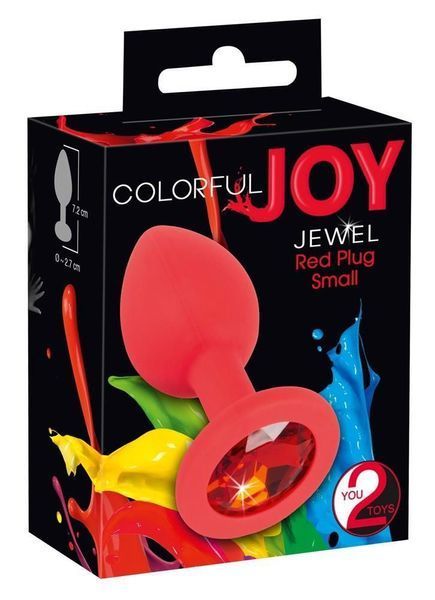 Анальная пробка с кристаллом Colorful Joy Jewel Red Plug Small, 7,2 см (красный) 9856 фото