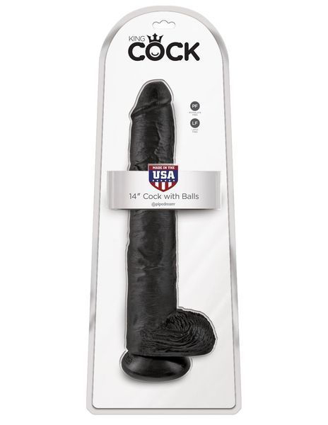Фаллоимитатор King Cock 14" With Balls, 37 см (черный) 68952 фото