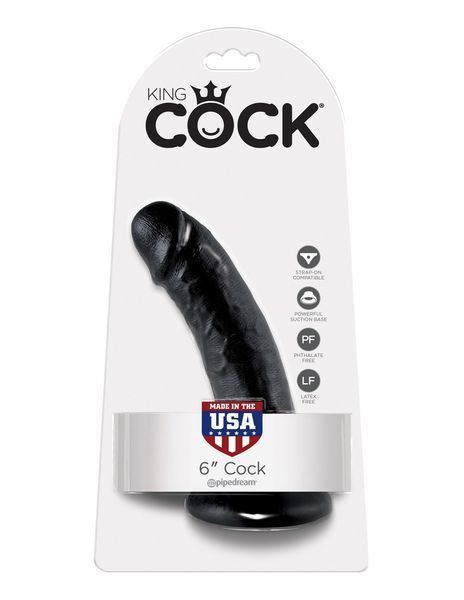Фалоімітатор King Cock 6", 15 см (чорний) 100336 фото