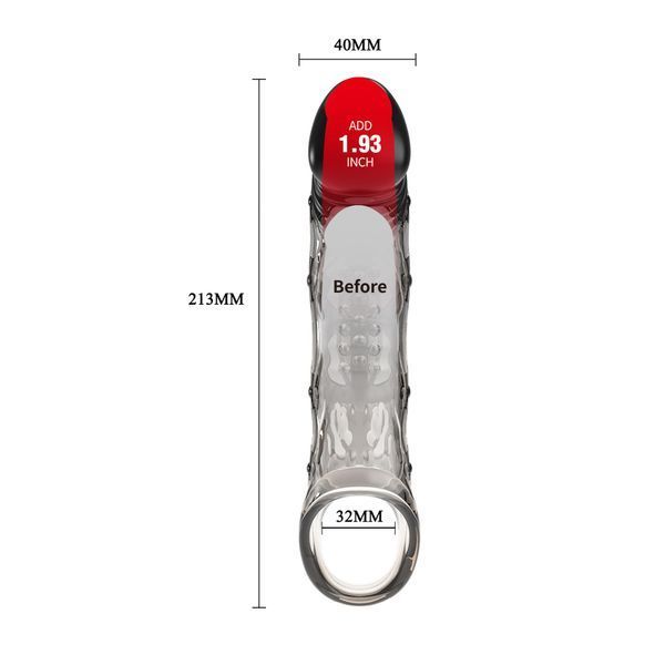 Насадка на пенис Pretty Love Penis Sleeve Wayde, 21.3 см (черный) 81773 фото