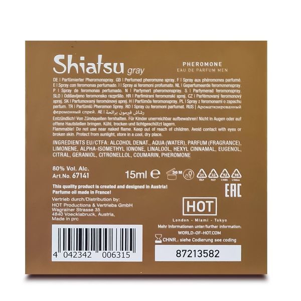 Чоловічі парфуми з феромонами Shiatsu Pheromone Fragrance Men Grey, 15 мл 79380 фото
