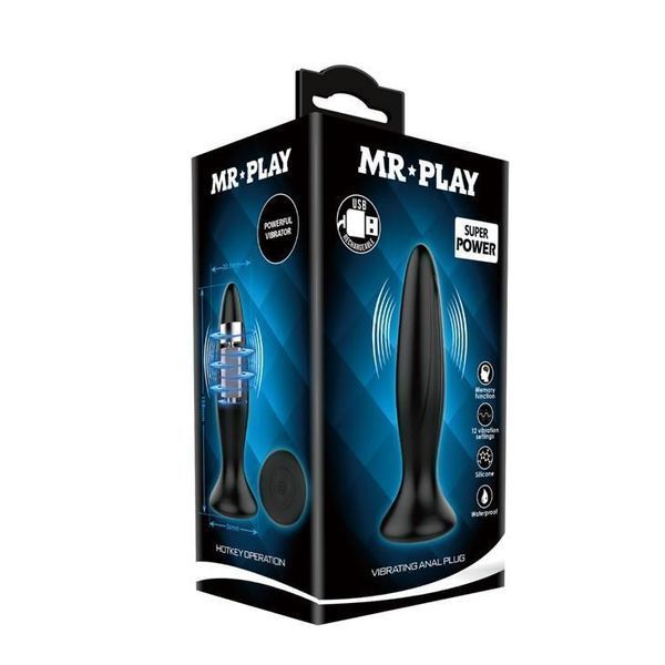 Анальная пробка LyBaile Mr.Play Vibrating Butt Plug, 12.8 см (чёрный) 18122 фото