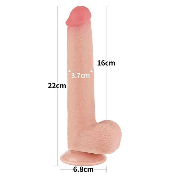 Фалоімітатор LoveToy Sliding-Skin Dual Layer Dong, 22 см (тілесний) 44730 фото
