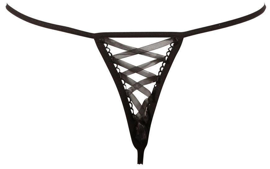 Трусики-стрінги String Rose Crotchless, M/L (чорний) 41394_EU фото