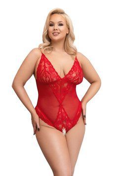 Боді Cottelli Curves otwarte, XL (червоний) 55650 фото