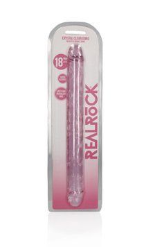 Двосторонній фалоімітатор RealRock Crystal Clear Double Dildo 18'', 45 см (рожевий) 52184 фото