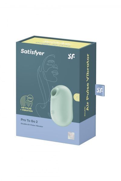 Вакуумний кліторальний стимулятор з вібрацією Satisfyer Pro To Go 2 (м'ятний) 30054 фото