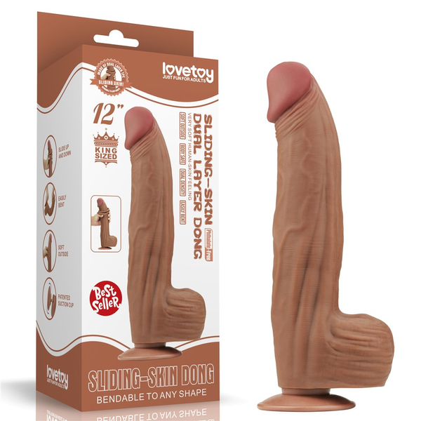 Фалоімітатор LoveToy Sliding-Skin Dual Layer Dong King Sized, 31 см (коричневий) 22400_EU фото